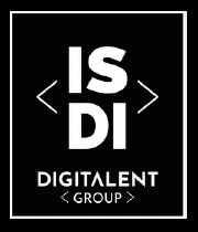 Logo de ISDI DigitalTalent Group con texto en blanco sobre fondo negro.